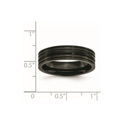 Titan Gerillt Schwarz Ip Beschichtet 6mm Gebürstet und Poliert Ring