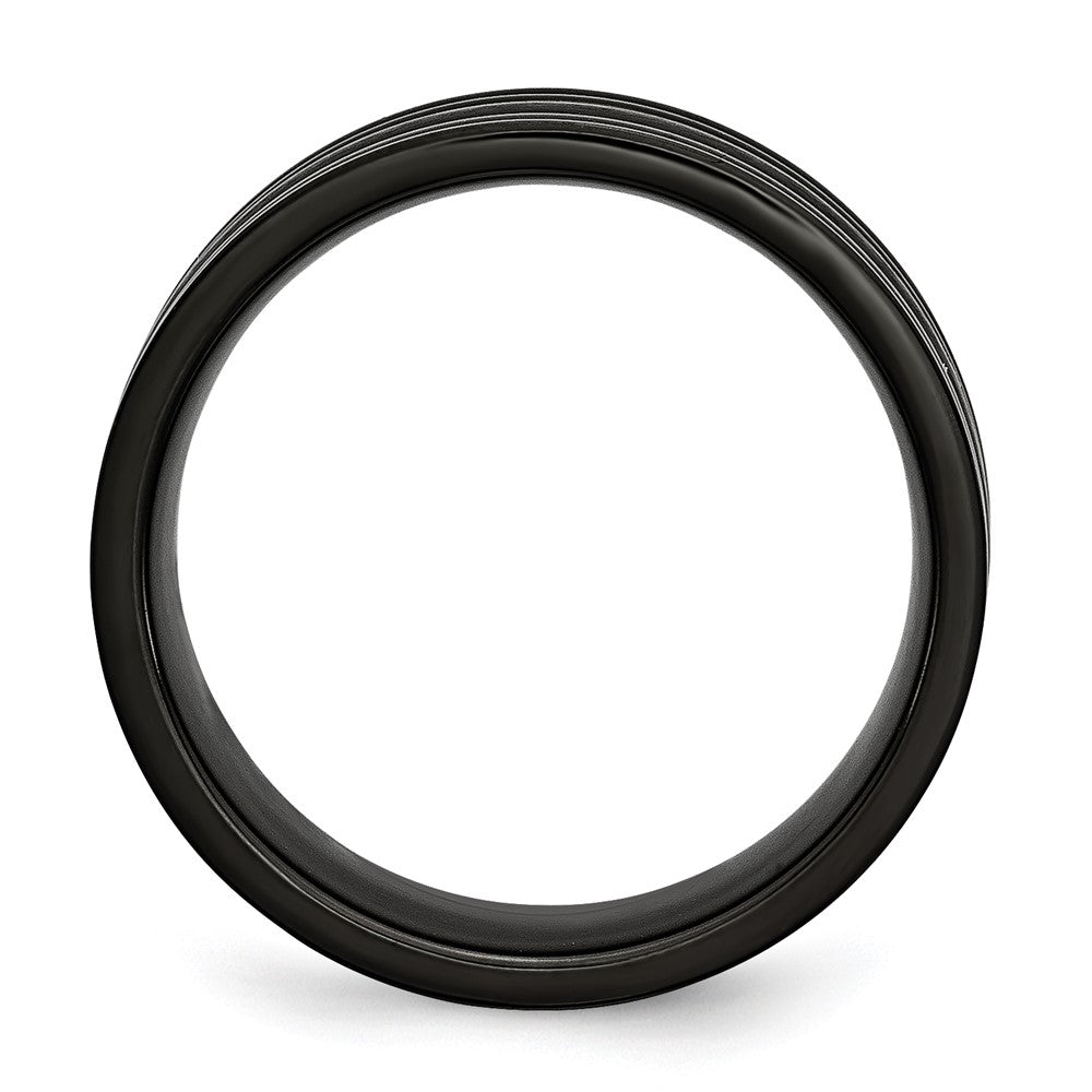 Titan Gerillt Schwarz Ip Beschichtet 8mm Gebürstet und Poliert Ring