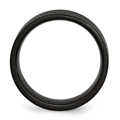 Titan Gerillt Schwarz Ip Beschichtet 8mm Gebürstet und Poliert Ring