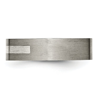 Titan/silver Bicolor Titan Gebürstet Sterlingsilber Einlage 6mm Flach Ring