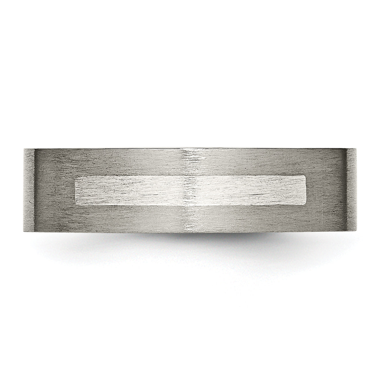 Titan/silver Bicolor Titan Gebürstet Sterlingsilber Einlage 6mm Flach Ring