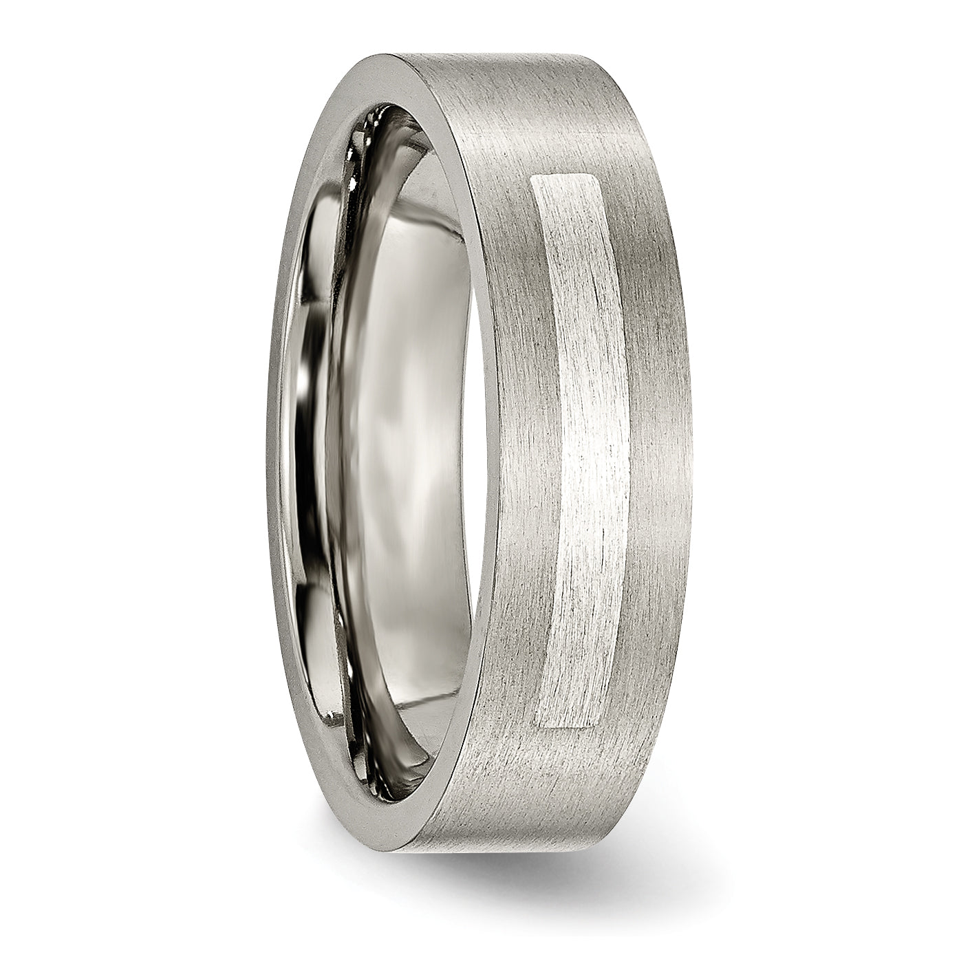 Titan/silver Bicolor Titan Gebürstet Sterlingsilber Einlage 6mm Flach Ring