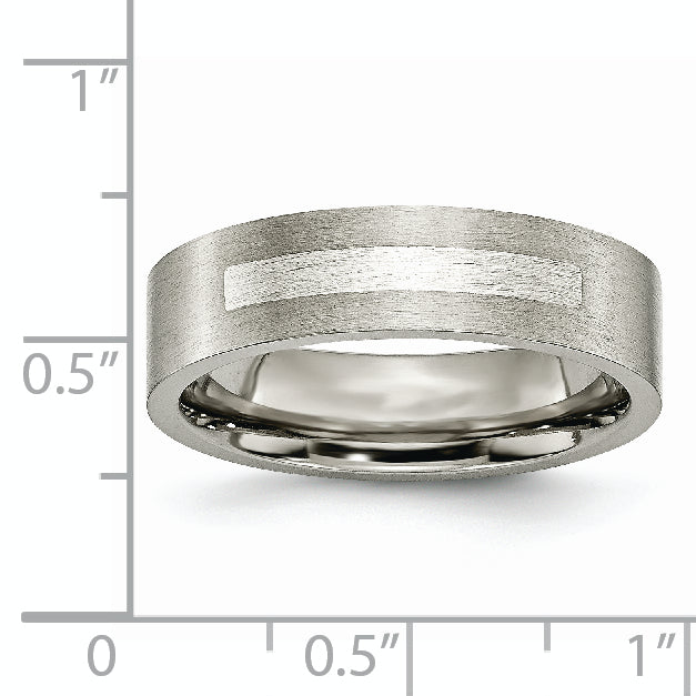 Titan/silver Bicolor Titan Gebürstet Sterlingsilber Einlage 6mm Flach Ring