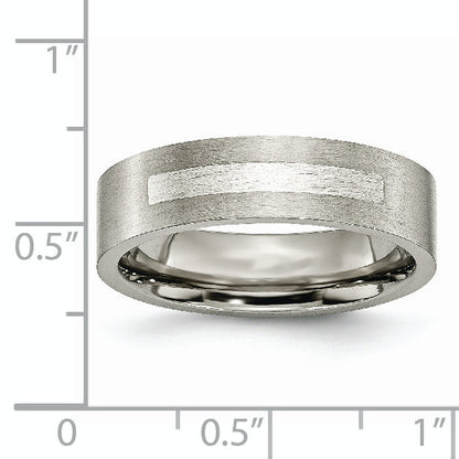 Titan/silver Bicolor Titan Gebürstet Sterlingsilber Einlage 6mm Flach Ring
