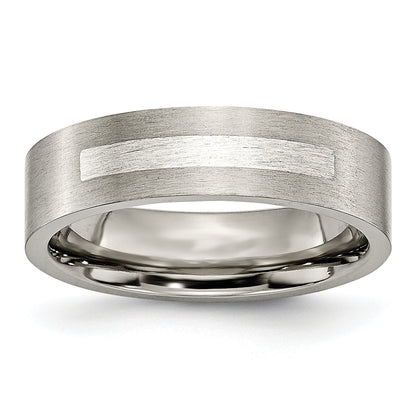 Titan/silver Bicolor Titan Gebürstet Sterlingsilber Einlage 6mm Flach Ring