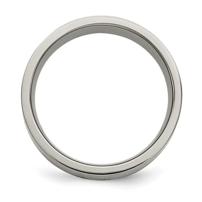 Titan/silver Bicolor Titan Gebürstet Sterlingsilber Einlage 8mm Flach Ring