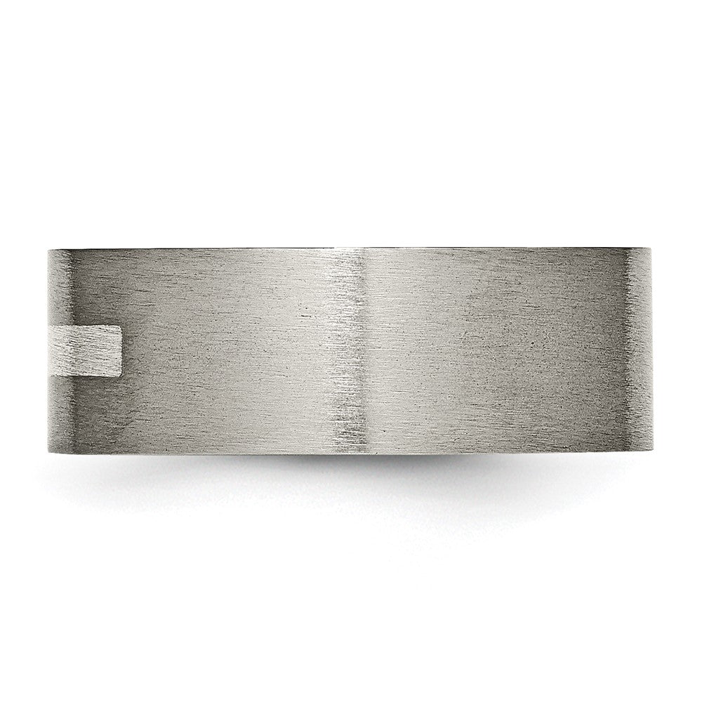 Titan/silver Bicolor Titan Gebürstet Sterlingsilber Einlage 8mm Flach Ring