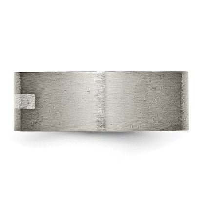 Titan/silver Bicolor Titan Gebürstet Sterlingsilber Einlage 8mm Flach Ring