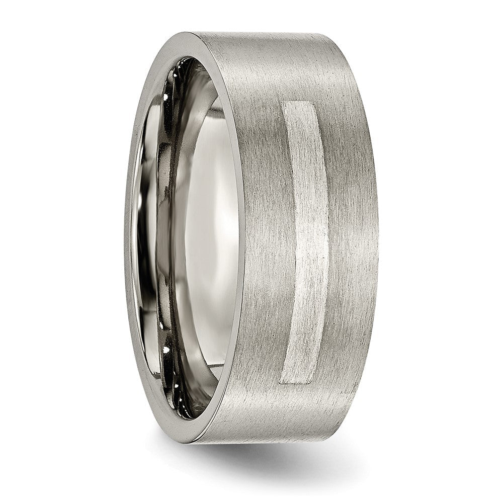 Titan/silver Bicolor Titan Gebürstet Sterlingsilber Einlage 8mm Flach Ring
