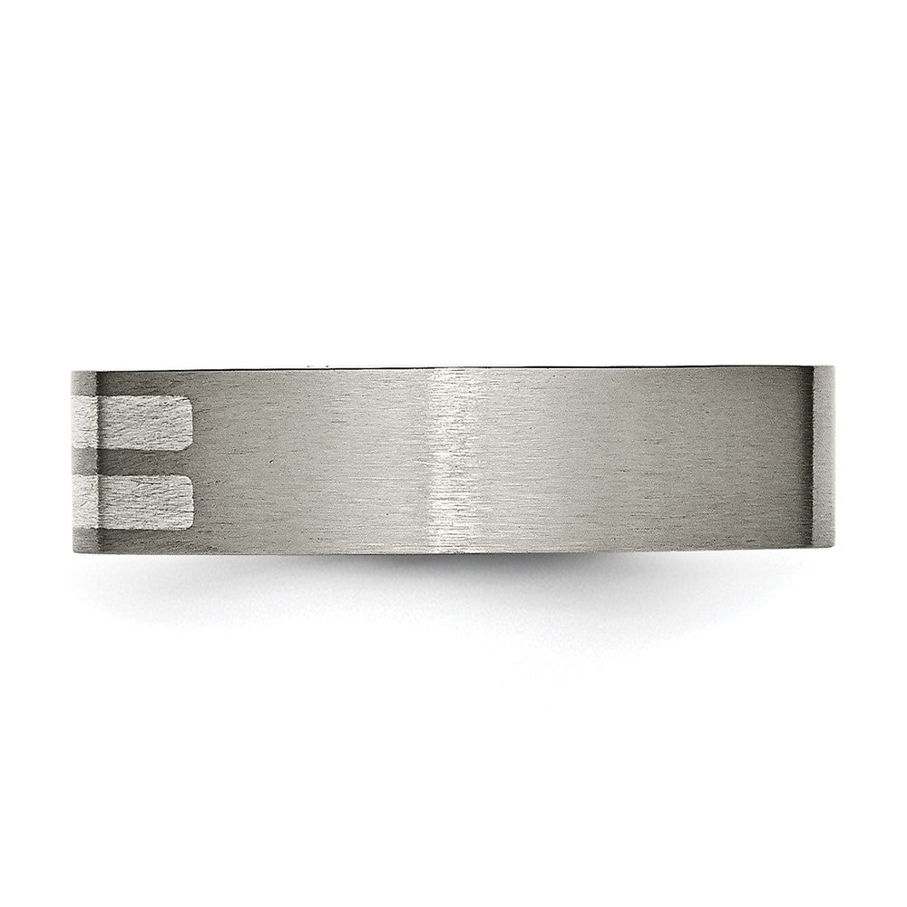 Titan/silver Bicolor Titan Gebürstet Sterlingsilber Einlage 6mm Flach Ring