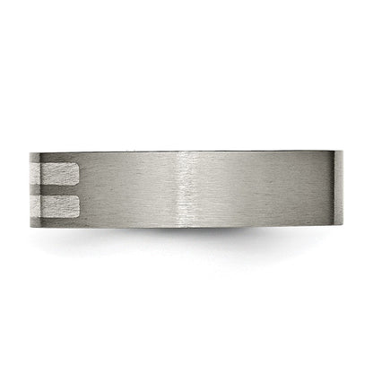 Titan/silver Bicolor Titan Gebürstet Sterlingsilber Einlage 6mm Flach Ring