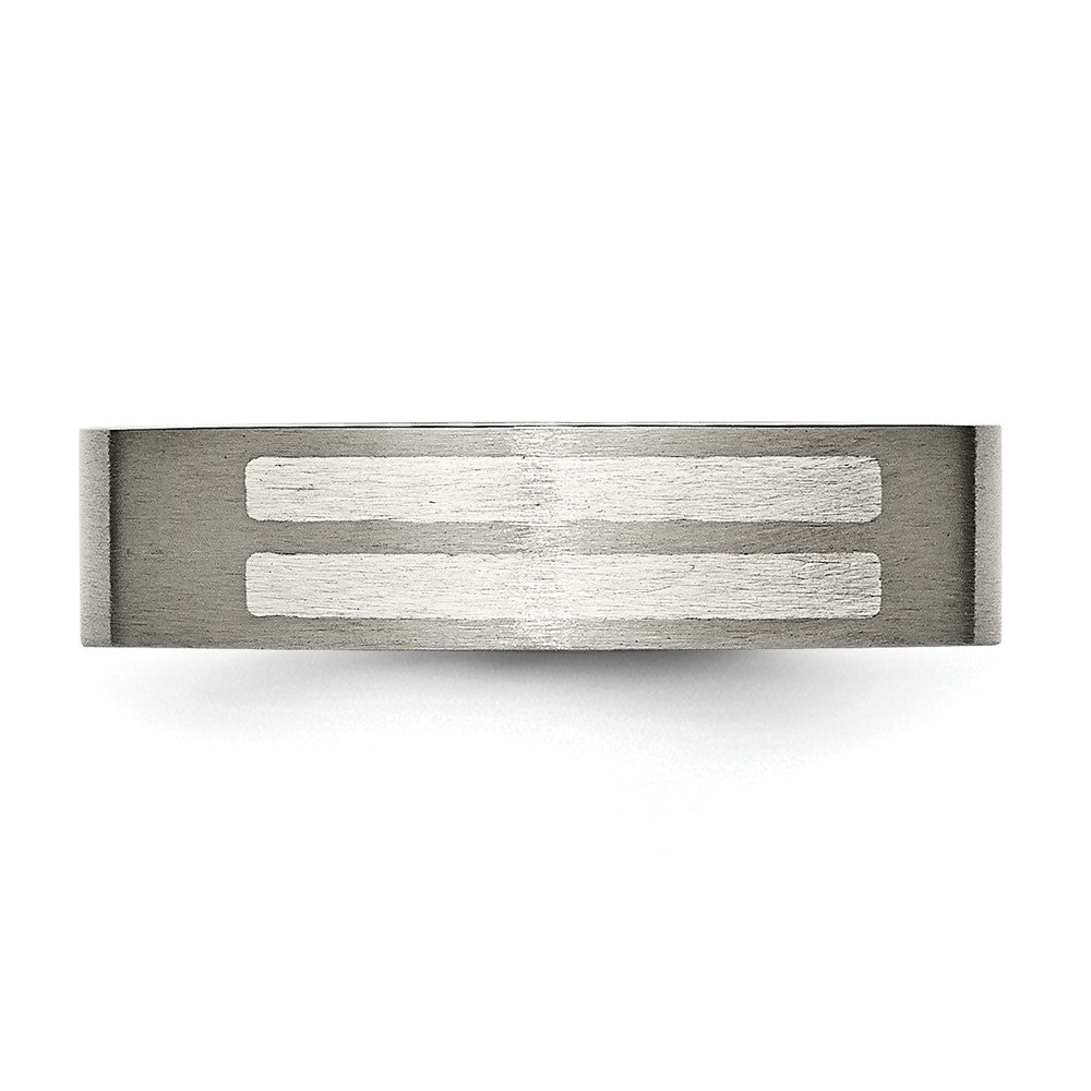 Titan/silver Bicolor Titan Gebürstet Sterlingsilber Einlage 6mm Flach Ring