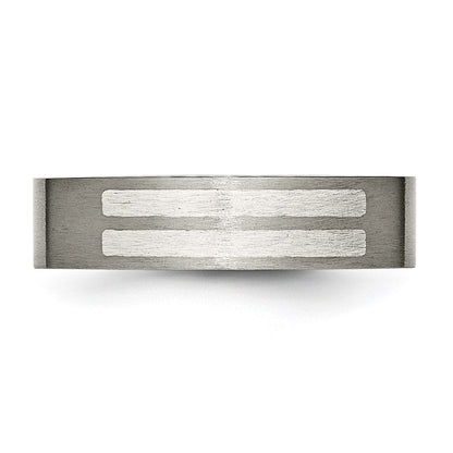 Titan/silver Bicolor Titan Gebürstet Sterlingsilber Einlage 6mm Flach Ring