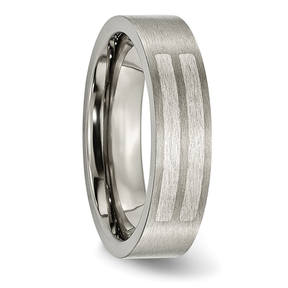 Titan/silver Bicolor Titan Gebürstet Sterlingsilber Einlage 6mm Flach Ring