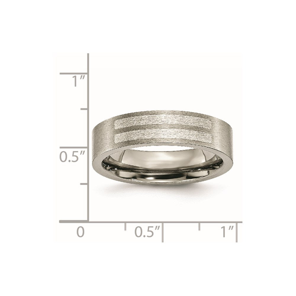 Titan/silver Bicolor Titan Gebürstet Sterlingsilber Einlage 6mm Flach Ring