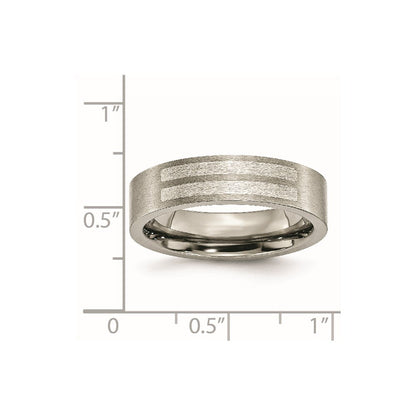 Titan/silver Bicolor Titan Gebürstet Sterlingsilber Einlage 6mm Flach Ring
