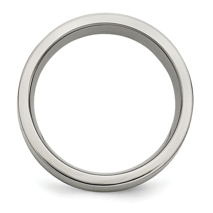 Titan/silver Bicolor Titan Gebürstet Sterlingsilber Einlage 8mm Flach Ring