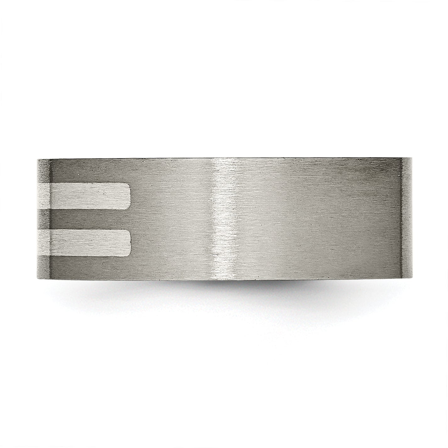 Titan/silver Bicolor Titan Gebürstet Sterlingsilber Einlage 8mm Flach Ring