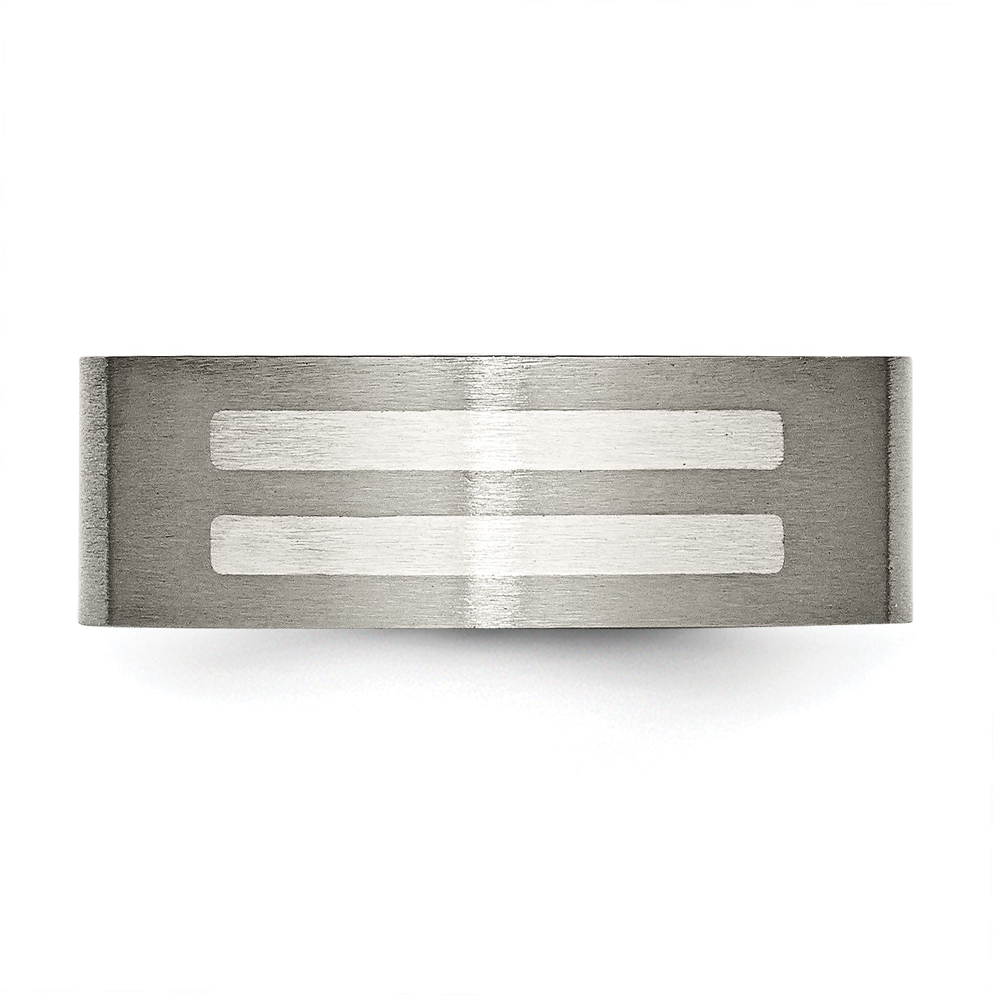 Titan/silver Bicolor Titan Gebürstet Sterlingsilber Einlage 8mm Flach Ring