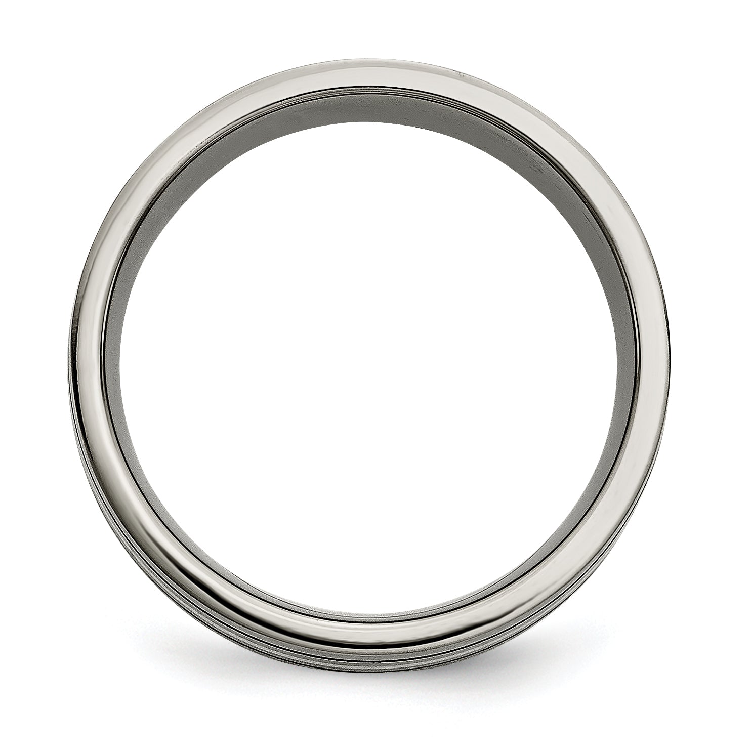 Titan/silver Bicolor Titan Gebürstet Sterlingsilber Einlage 8mm Gerillt Ring