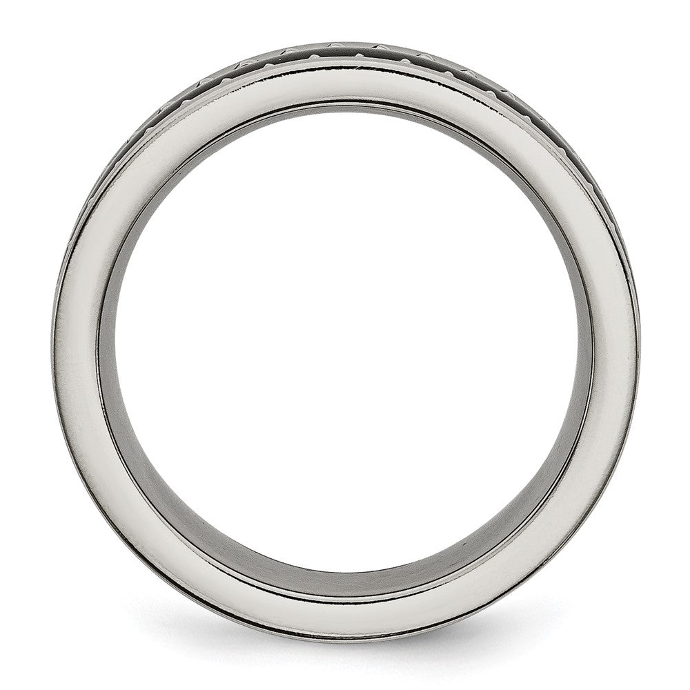 Titan Sawtooth Akzente/polished Schwarz Keramik Mittig 8mm Ring (size 7 Nur)