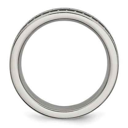 Titan Sawtooth Akzente/polished Schwarz Keramik Mittig 8mm Ring (size 7 Nur)