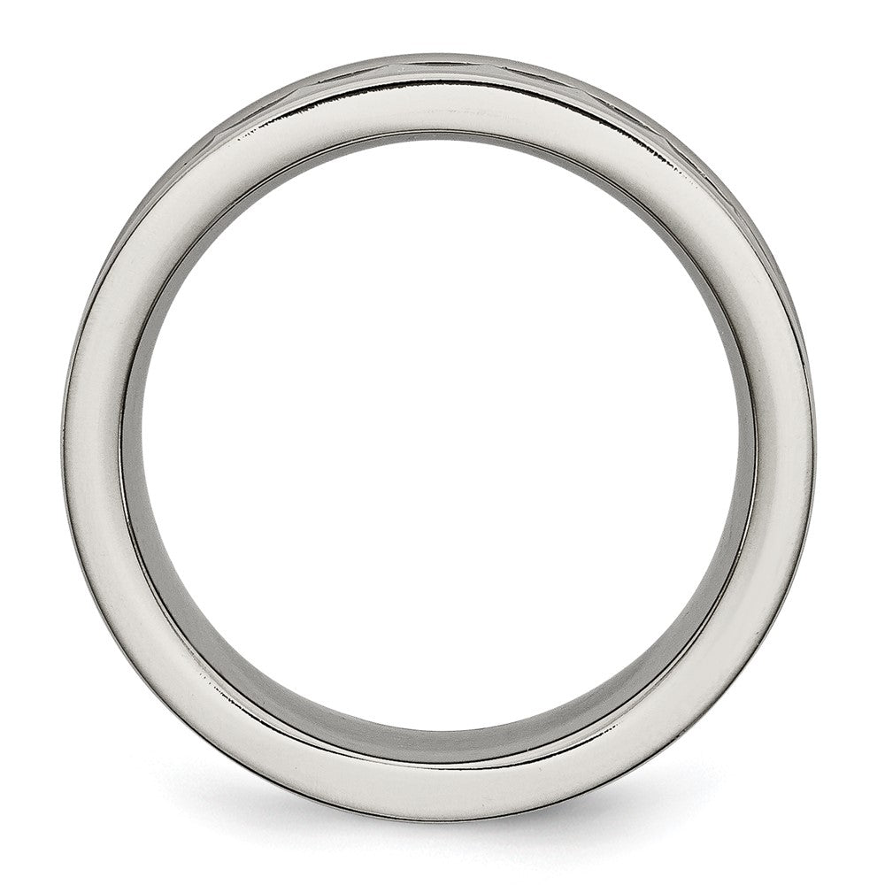 Titan Sawtooth Akzente/polished Schwarz Keramik Mittig 8mm Ring (size 8 Nur)