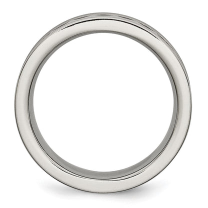 Titan Sawtooth Akzente/polished Schwarz Keramik Mittig 8mm Ring (size 8 Nur)