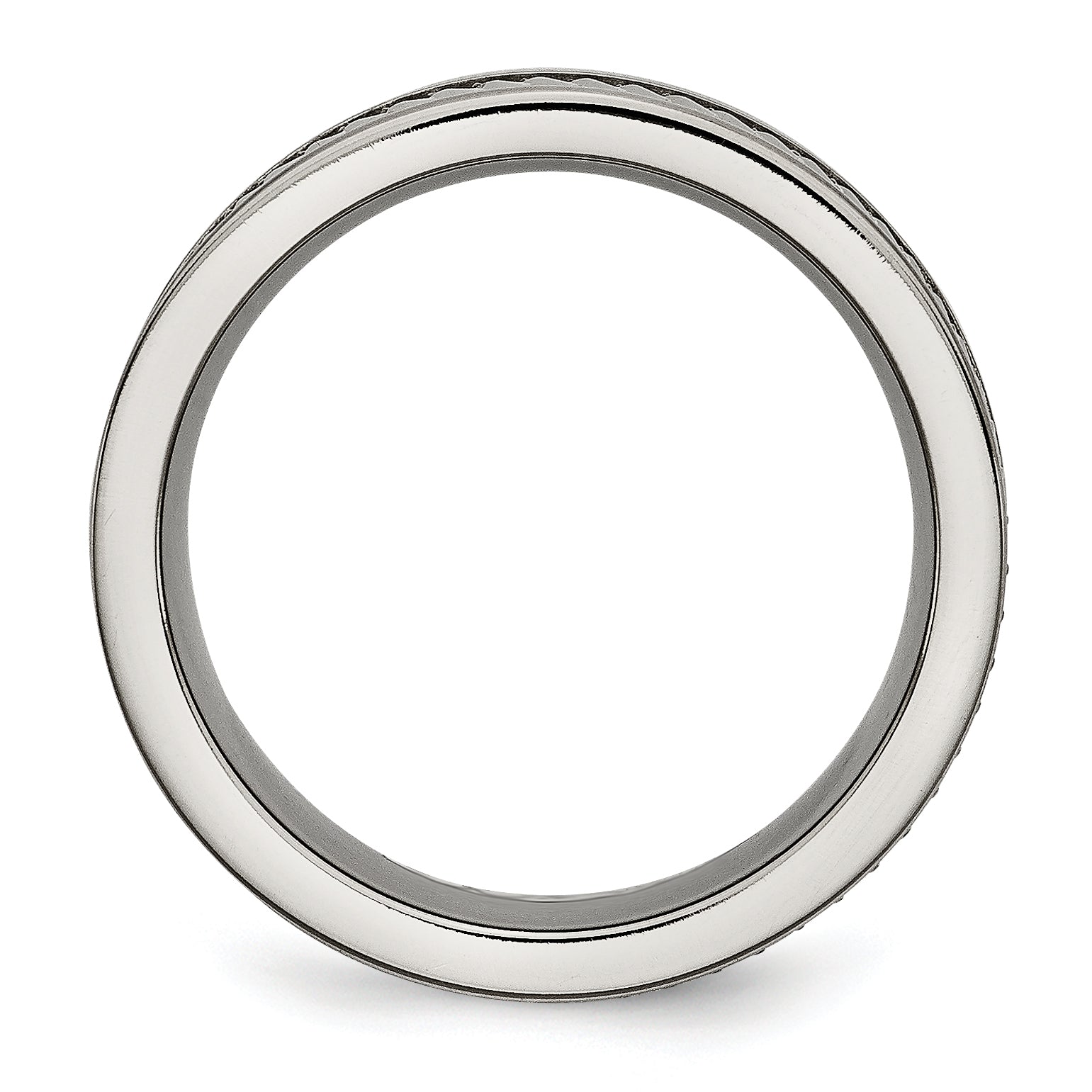 Titan Sawtooth Design Flach Poliert Gebürstet Kante 8mm Ring