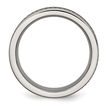 Titan Sawtooth Design Flach Poliert Gebürstet Kante 8mm Ring