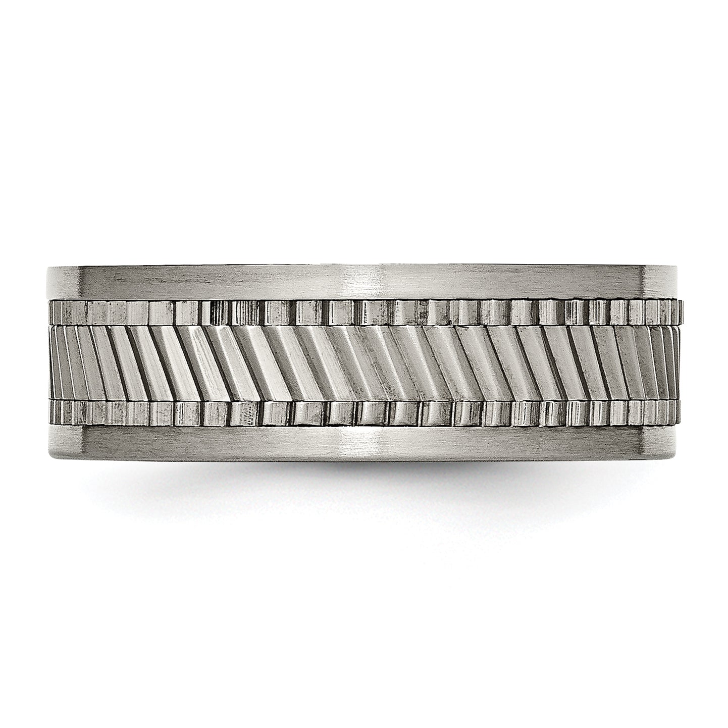 Titan Sawtooth Design Flach Poliert Gebürstet Kante 8mm Ring