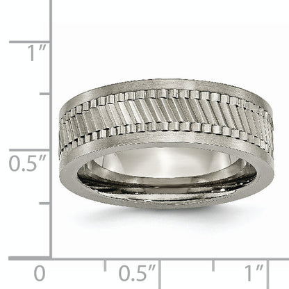 Titan Sawtooth Design Flach Poliert Gebürstet Kante 8mm Ring