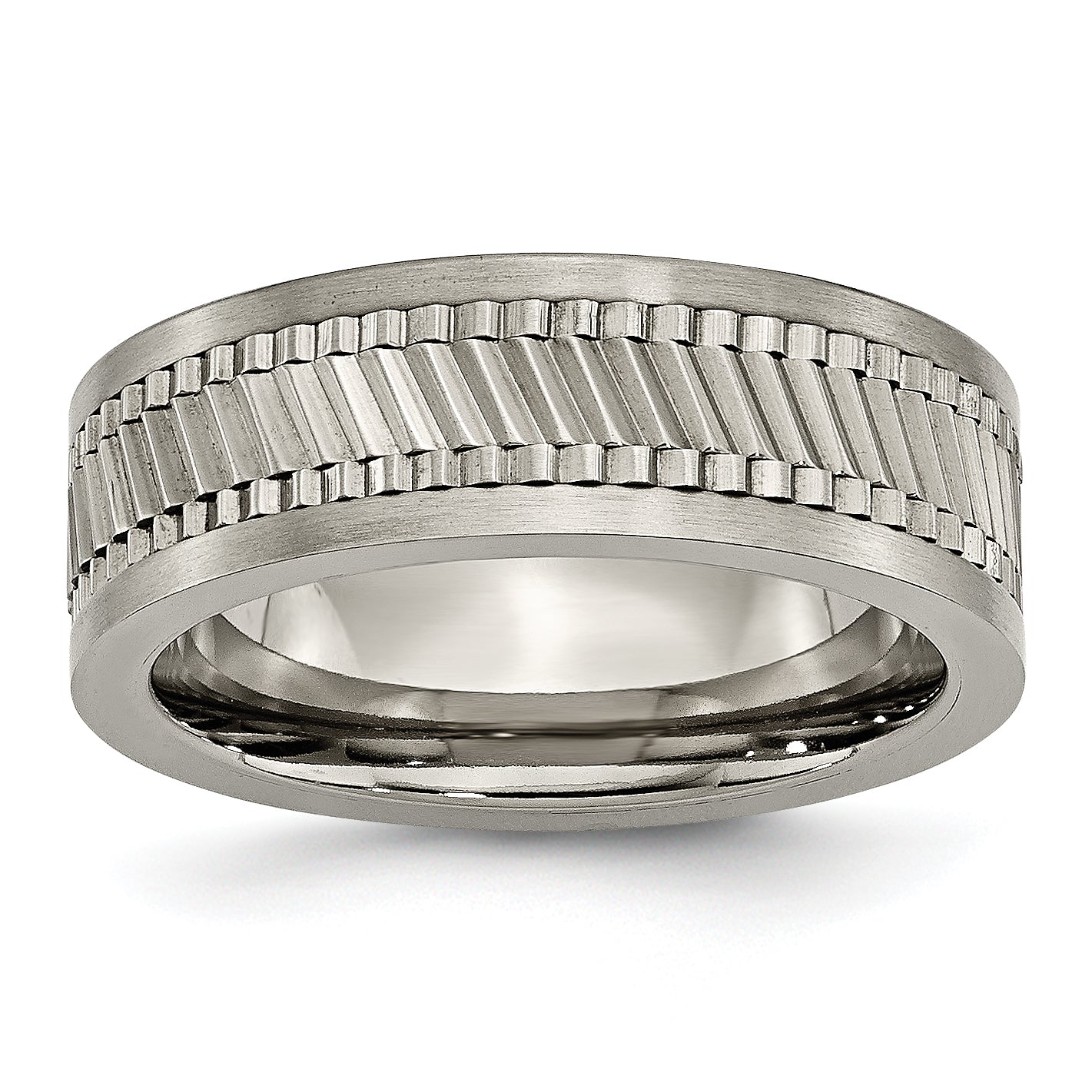Titan Sawtooth Design Flach Poliert Gebürstet Kante 8mm Ring