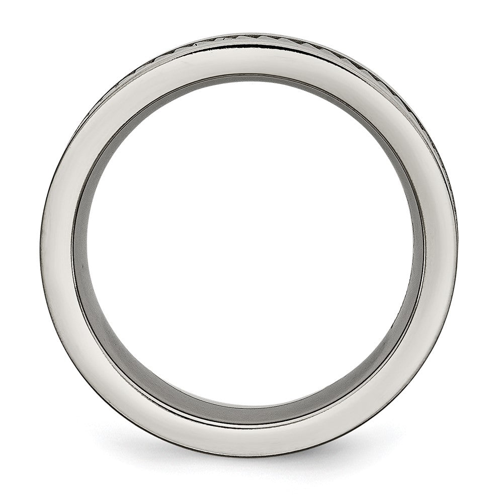 Titan Sawtooth Design Flach Poliert Gebürstet Kante 8mm Ring