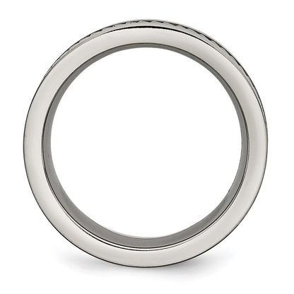 Titan Sawtooth Design Flach Poliert Gebürstet Kante 8mm Ring
