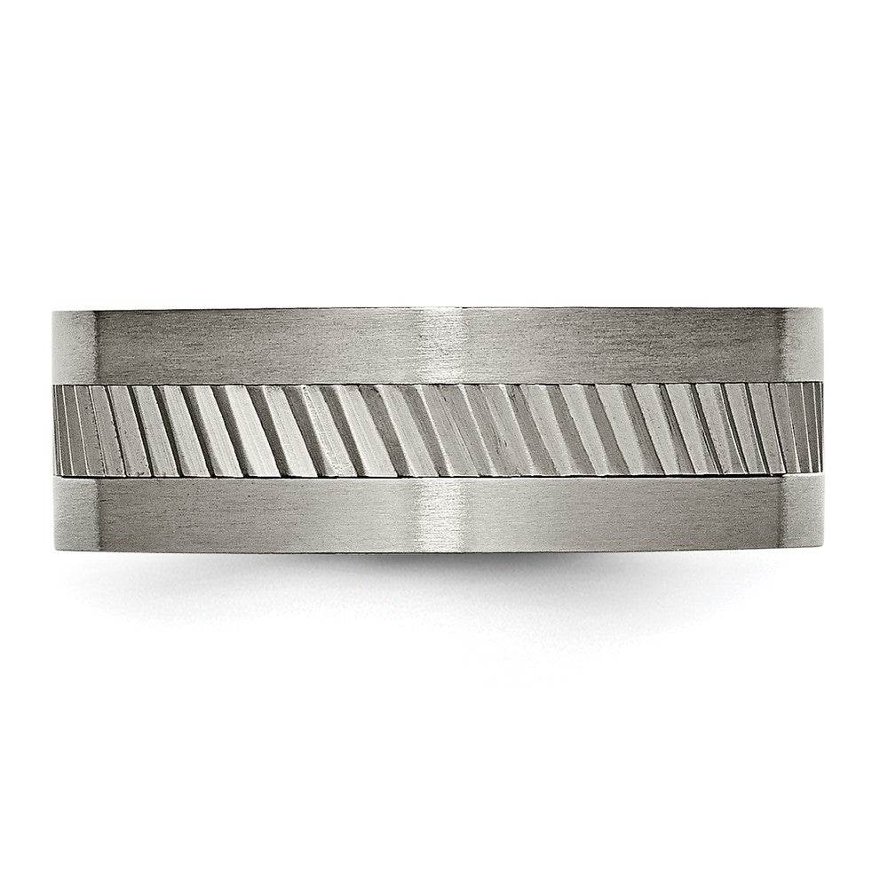 Titan Sawtooth Design Flach Poliert Gebürstet Kante 8mm Ring