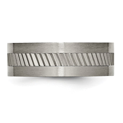 Titan Sawtooth Design Flach Poliert Gebürstet Kante 8mm Ring