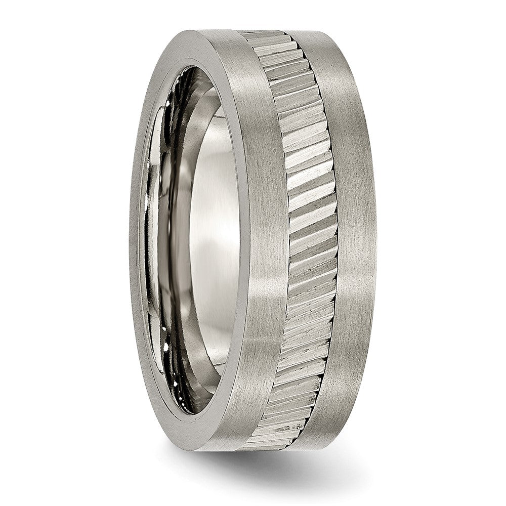 Titan Sawtooth Design Flach Poliert Gebürstet Kante 8mm Ring