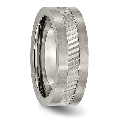 Titan Sawtooth Design Flach Poliert Gebürstet Kante 8mm Ring