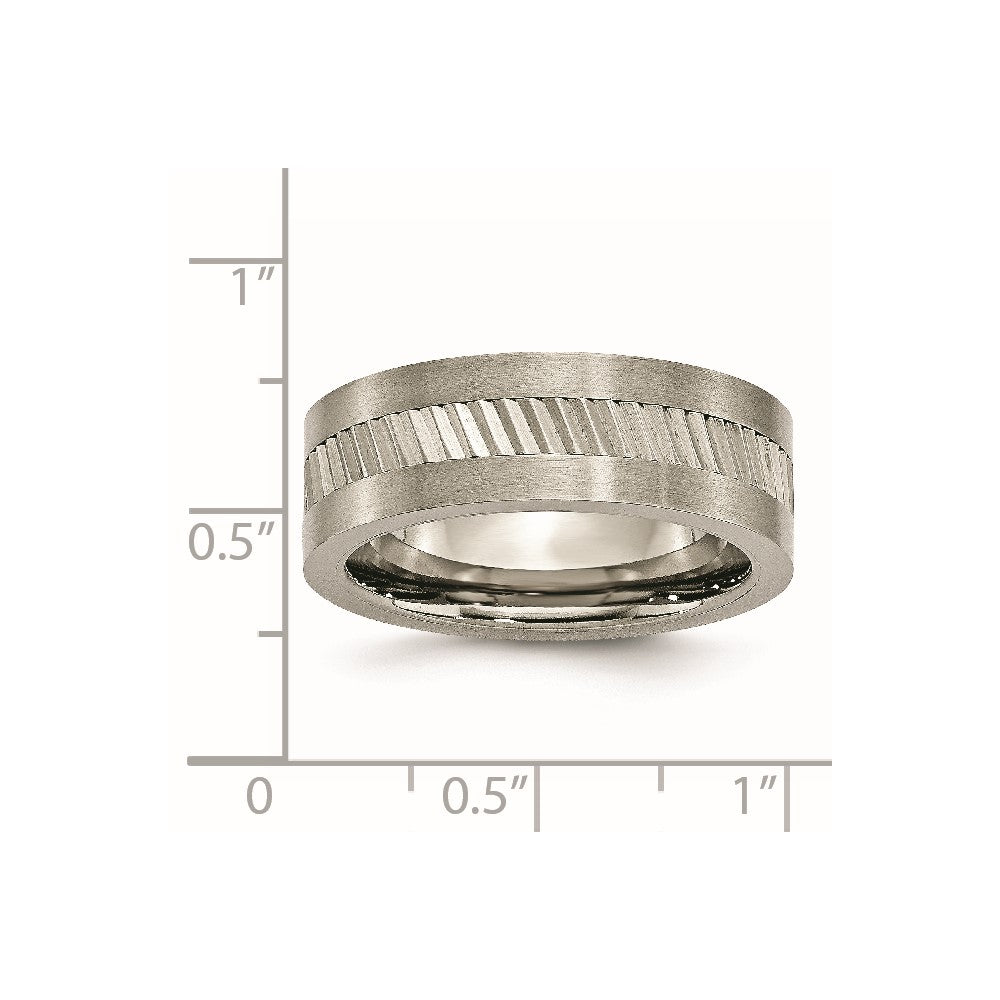 Titan Sawtooth Design Flach Poliert Gebürstet Kante 8mm Ring