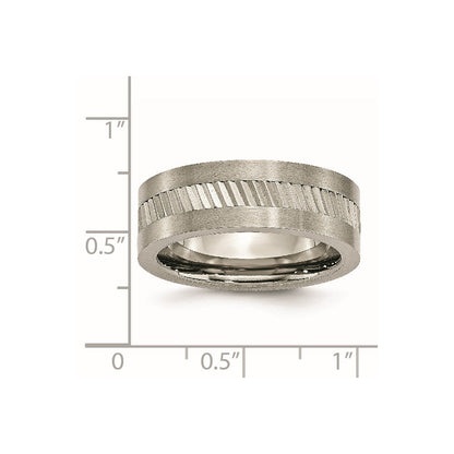 Titan Sawtooth Design Flach Poliert Gebürstet Kante 8mm Ring