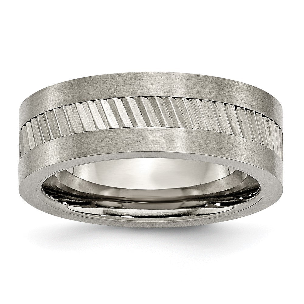 Titan Sawtooth Design Flach Poliert Gebürstet Kante 8mm Ring