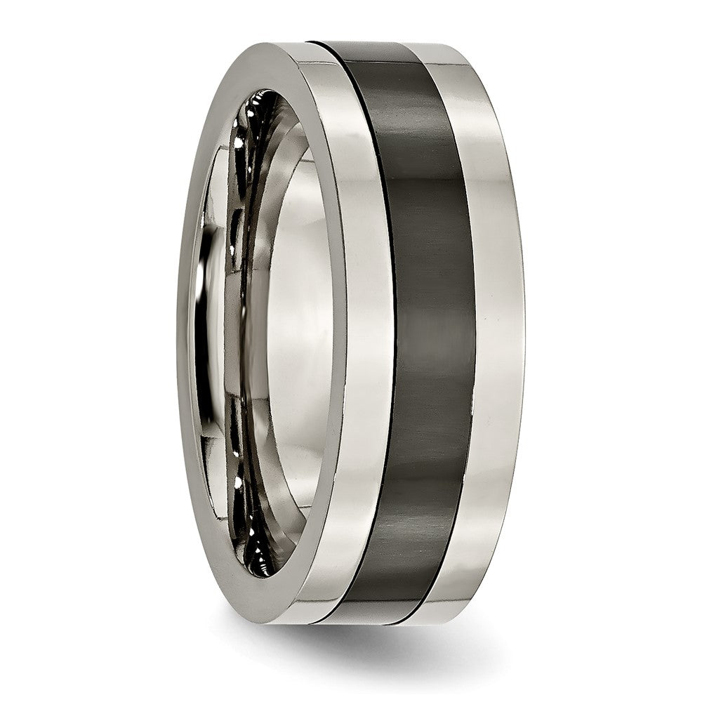 Titan Base Poliert Schwarz Keramik Mittig Flach 8mm Ring