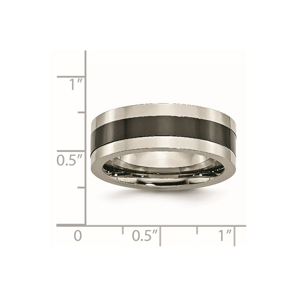 Titan Base Poliert Schwarz Keramik Mittig Flach 8mm Ring