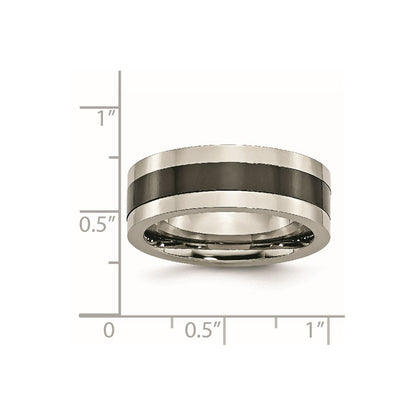 Titan Base Poliert Schwarz Keramik Mittig Flach 8mm Ring