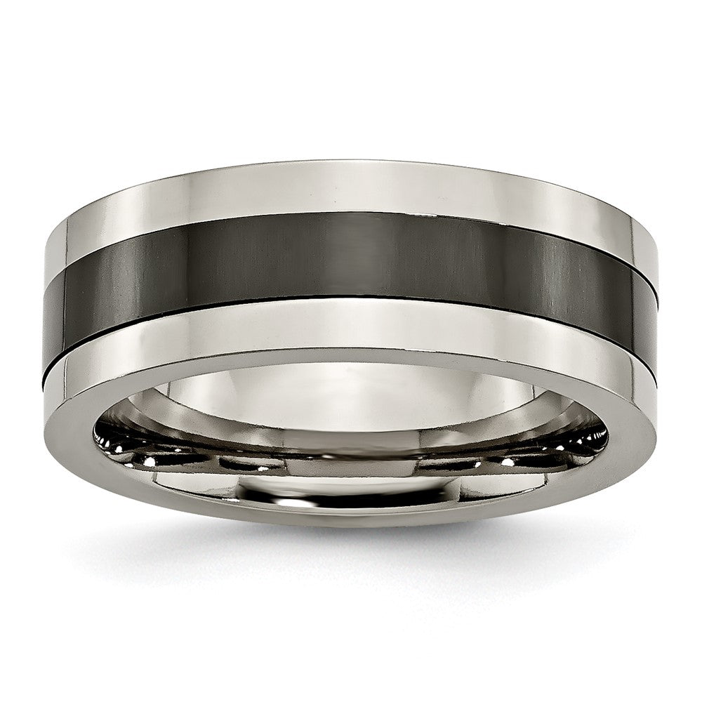 Titan Base Poliert Schwarz Keramik Mittig Flach 8mm Ring
