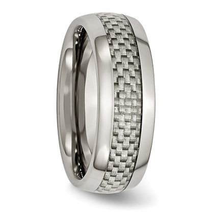 Titan Poliert Grau Karbon Faser Einlage 8mm Ring