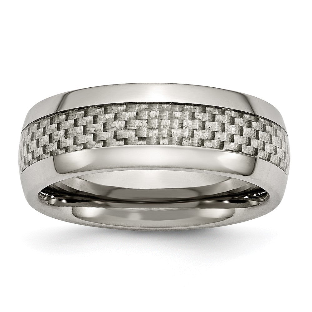 Titan Poliert Grau Karbon Faser Einlage 8mm Ring