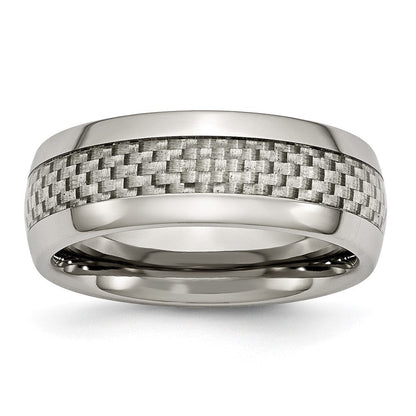 Titan Poliert Grau Karbon Faser Einlage 8mm Ring