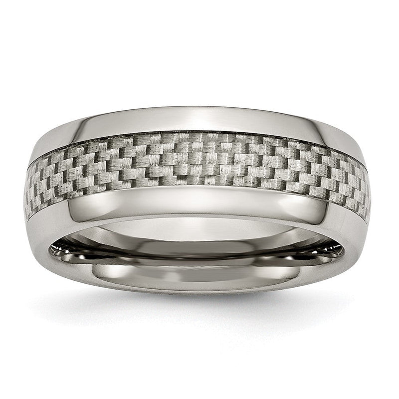 Titan Poliert Grau Karbon Faser Einlage 8mm Ring